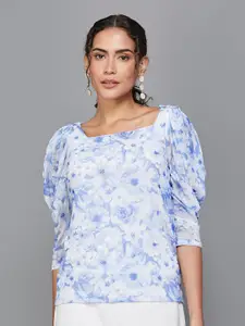 CODE by Lifestyle Floral Print Puff Sleeves Top