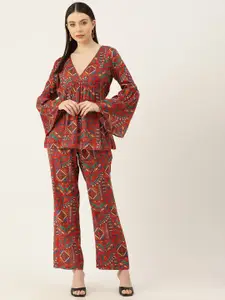 InWeave Women Printed Top with Trousers