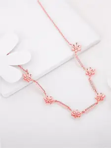 GIVA Sterling Silver Rose Gold-Plated Flowery Bliss Necklace