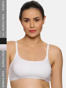 NOT YET by us Pack of 2 Medium Coverage Non Padded Cotton Workout Bra with All Day Comfort
