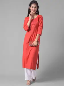 Dollar Missy Floral Embroidered Thread Work Detail Straight Kurta