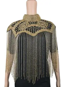 Vdesi Women Gold-Toned Party Tasselled Crop Ethnic Shrug