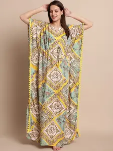 Secret Wish Ethnic Printed Kaftan Nightdress