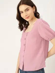 DressBerry Puff Sleeves Square Neck Top