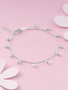 GIVA Girls 925 Sterling Silver Rhodium-Plated Beaded Anklet