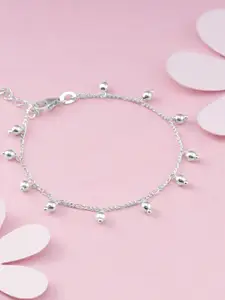 GIVA Girls 925 Sterling Silver Rhodium-Plated Beaded Anklet