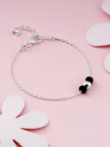 GIVA Girls 925 Sterling Silver Rhodium-Plated Beaded Anklet (1 Piece)