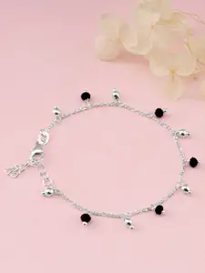 GIVA Girls 925 Sterling Silver Rhodium-Plated Beaded Anklet