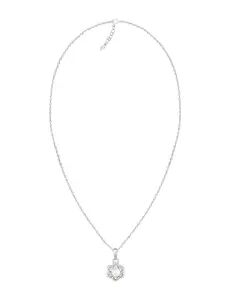 GIVA 925 Sterling Silver Rhodium-Plated CZ-Studded & Pearl Beaded Pendant With Chain