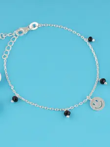 GIVA Girls 925 Sterling Silver Rhodium-Plated Beaded Smiling Face Anklet (1 Piece)
