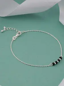 GIVA Girls 925 Sterling Silver Rhodium-Plated Beaded Charm Anklet