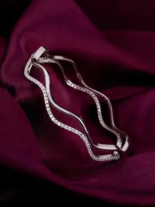 GIVA Women Sterling Silver Cubic Zirconia Rhodium-Plated Bangle-Style Bracelet