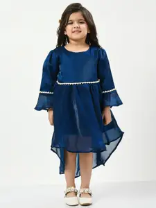 Bella Moda Girls Embellished Round Neck Gathered Fit & Flare Dress