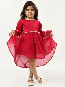 Bella Moda Girls Bell Sleeves Embellished Fit & Flare Dress