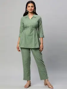 KAMI KUBI Printed Pure Cotton Top With Trouser