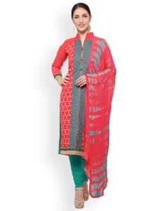 Saree mall Pink & Blue Silk Blend Unstitched Dress Material