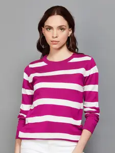 Fame Forever by Lifestyle Striped Round Neck Pullover
