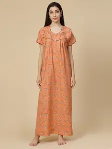 Sweet Dreams Orange Floral Printed Maxi Nightdress