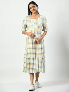 Aaruvi Ruchi Verma Checked Maternity A-Line Midi Dress