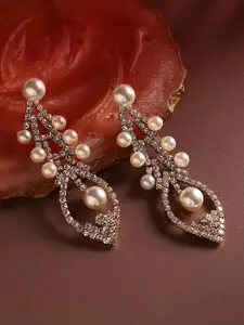 SOHI Gold-Plated Contemporary Drop Earrings