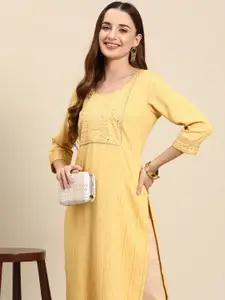 Anouk Ethnic Motifs Embroidered Sequinned Dobby Kurta