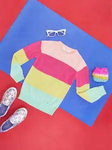 Pantaloons Junior Girls Colourblocked Acrylic Pullover