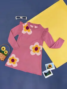 Pantaloons Junior Girls Floral Printed Acrylic Pullover