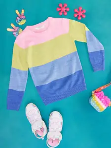 Pantaloons Junior Girls Colourblocked Acrylic Pullover