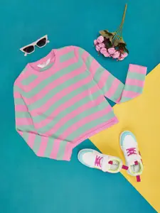 Pantaloons Junior Girls Horizontal Striped Acrylic Pullover