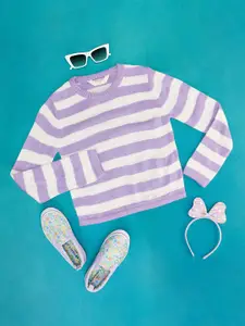 Pantaloons Junior Girls Horizontal Striped Acrylic Pullover
