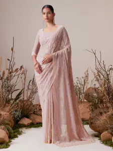 Soch Purple & Green Floral Embroidered Sequinned Saree