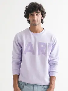 RARE RABBIT Typography Printed Cotton Sweatshirt