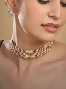 ToniQ Gold-Plated Multi Strands Beaded Choker Necklace