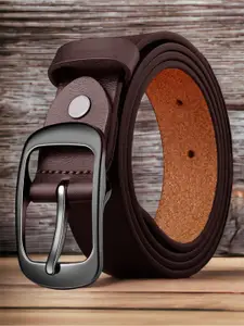 ZORO Men Brown Leather Tang Closure Formal Belt