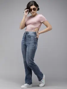 Roadster Women Cut Outs Slim Fit Crop T-shirt