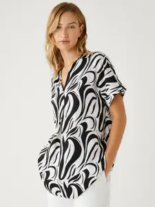 Marks & Spencer Abstract Extended Sleeves Shirt Style Top