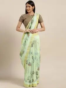 KALINI Floral Printed Pure Linen Saree