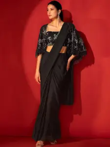 Indya Luxe Ready to Wear Saree With Sequinned Blouse And Cape