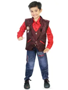 BAESD Boys Printed Shirt & Trousers With Waist Coat