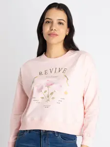 Status Quo Floral Printed Cotton Pullover Sweatshirt