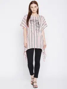 BAESD Striped Extended Sleeves Crepe Boxy Longline Top