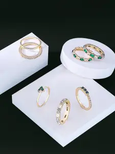 Yellow Chimes Set Of 7 Gold-Plated Aesthetic Knuckle Rings