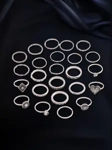 Yellow Chimes Set of 32 Silver-Plated Finger Rings