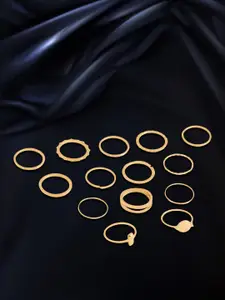 Yellow Chimes Set Of 14 Gold-Plated Aesthetic Knuckle Rings