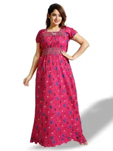 CINCO Floral Printed Square Neck Maxi Nightdress