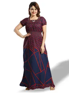 CINCO Abstract Printed Square Neck Maxi Nightdress