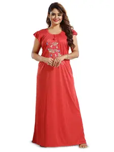FOMTI Floral Embroidered Maxi Nightdress