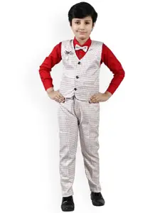 BAESD Checked 3-Piece Pure Cotton Shirt with Trousers & Waistcoat