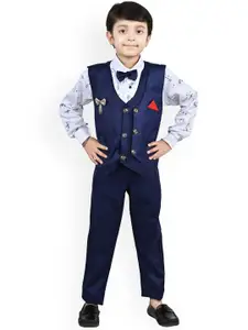 BAESD Boys 3-Piece Shirt With Trousers & Waistcoat Suits With Bow Tie