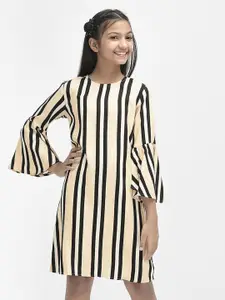 Crimsoune Club Striped Flared Sleeves A-Line Dress